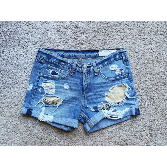 Rag & Bone Distressed Denim Jean Shorts Rebel Blue Casual Classic Size 24 Fall - Picture 1 of 6